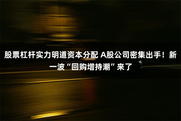 股票杠杆实力明道资本分配 A股公司密集出手！新一波“回购增持潮”来了